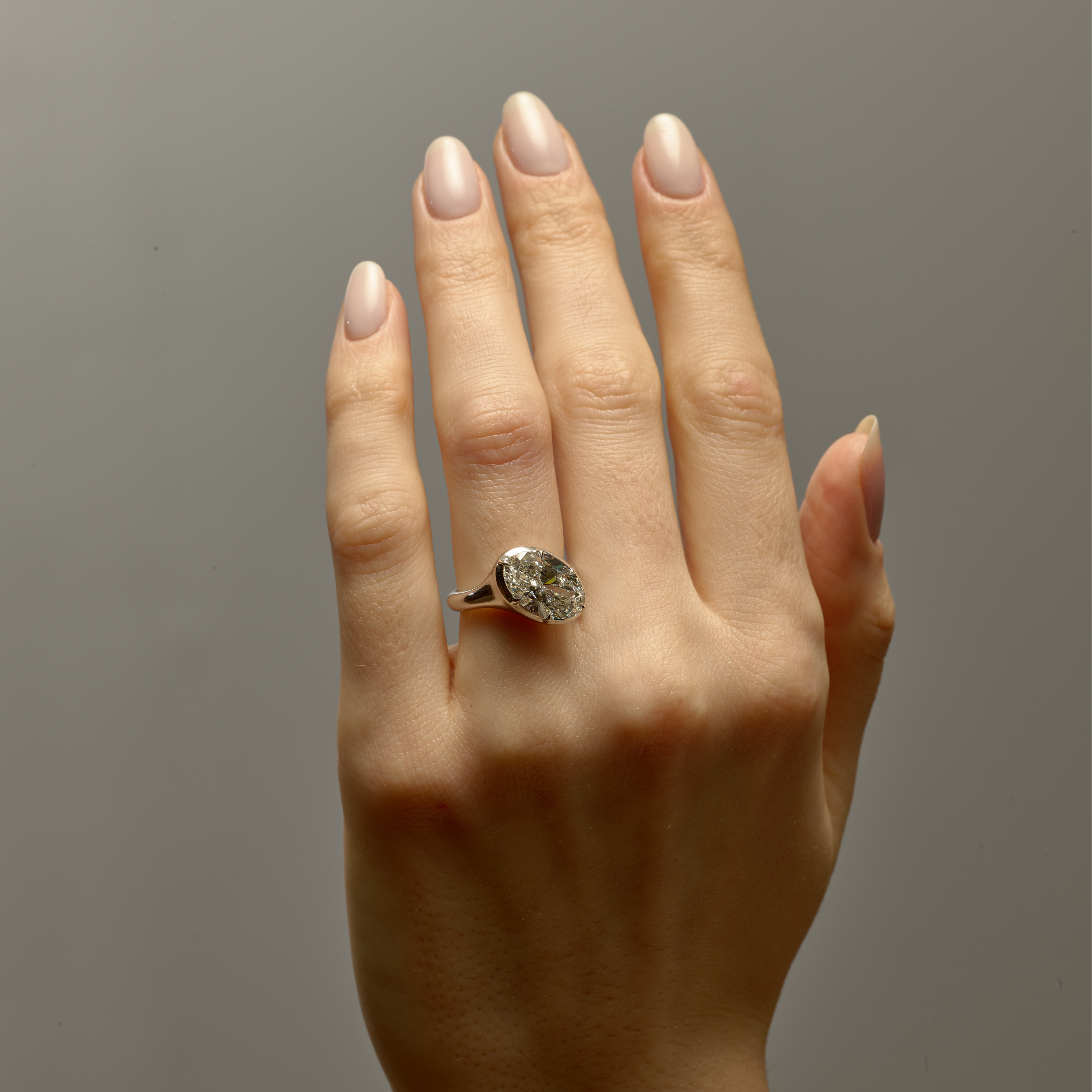 Collet-Set Oval Lab Diamond Ring