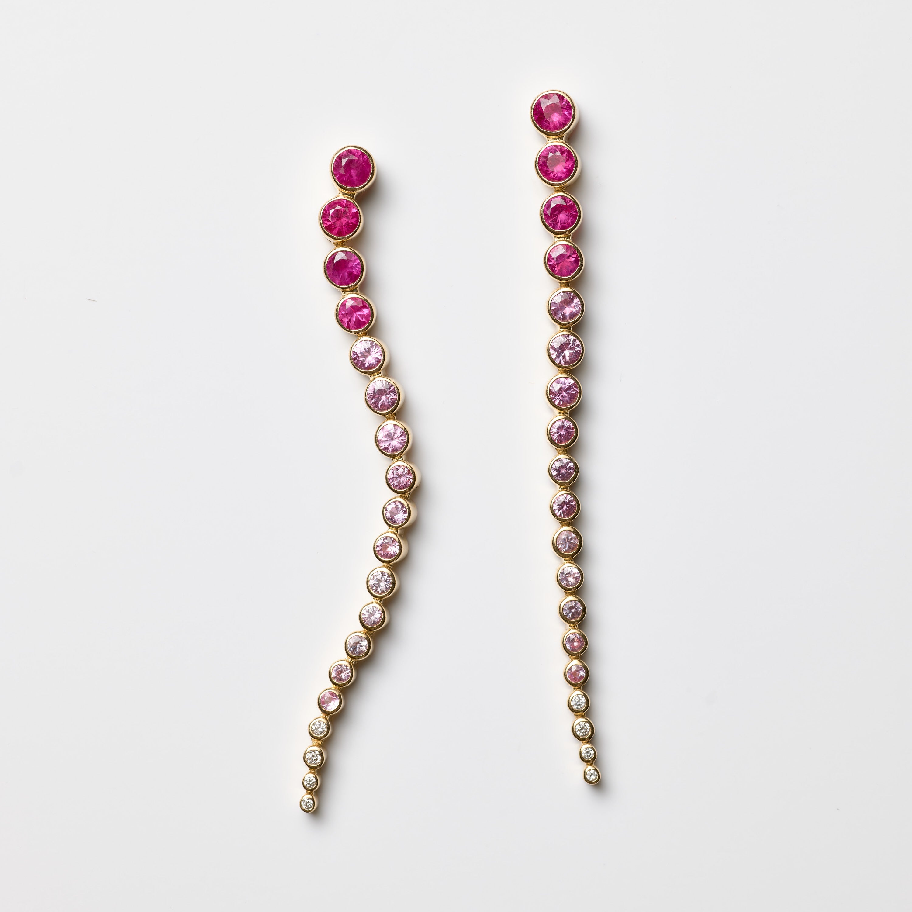 Pink Sapphire & Diamond Bezel Drop Earrings