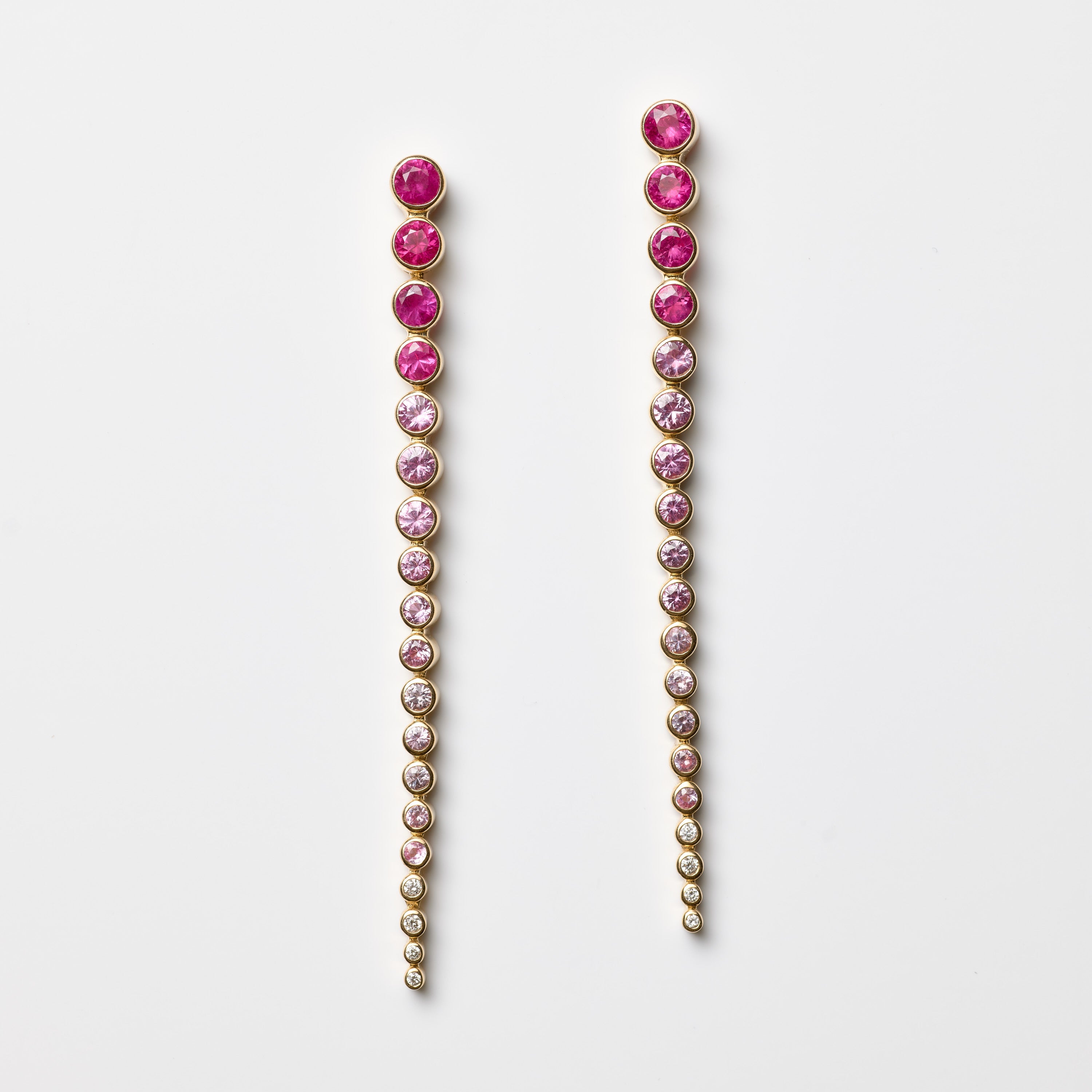 Pink Sapphire & Diamond Bezel Drop Earrings