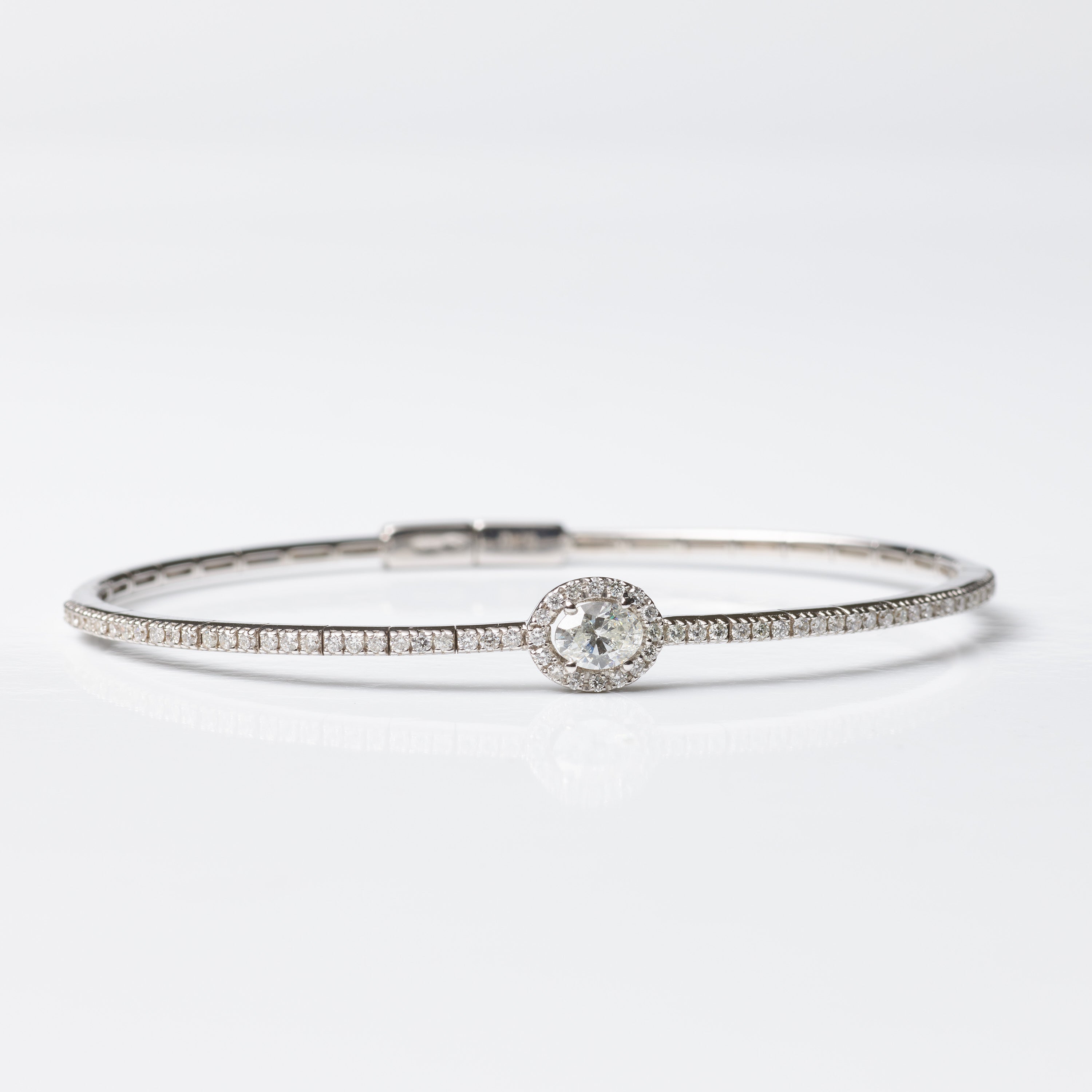 Diamond Oval Halo Bangle