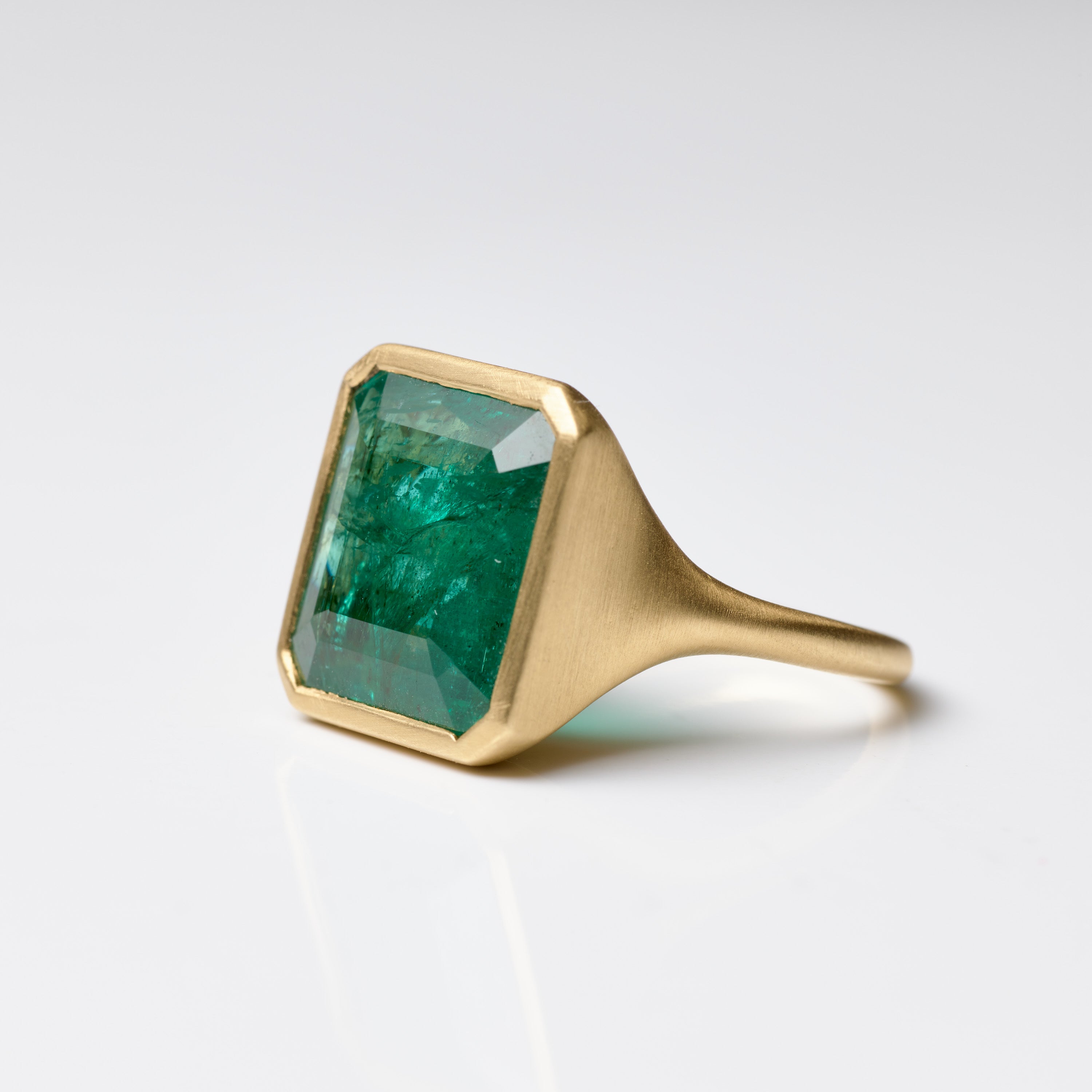 Green Emerald Satin Ring