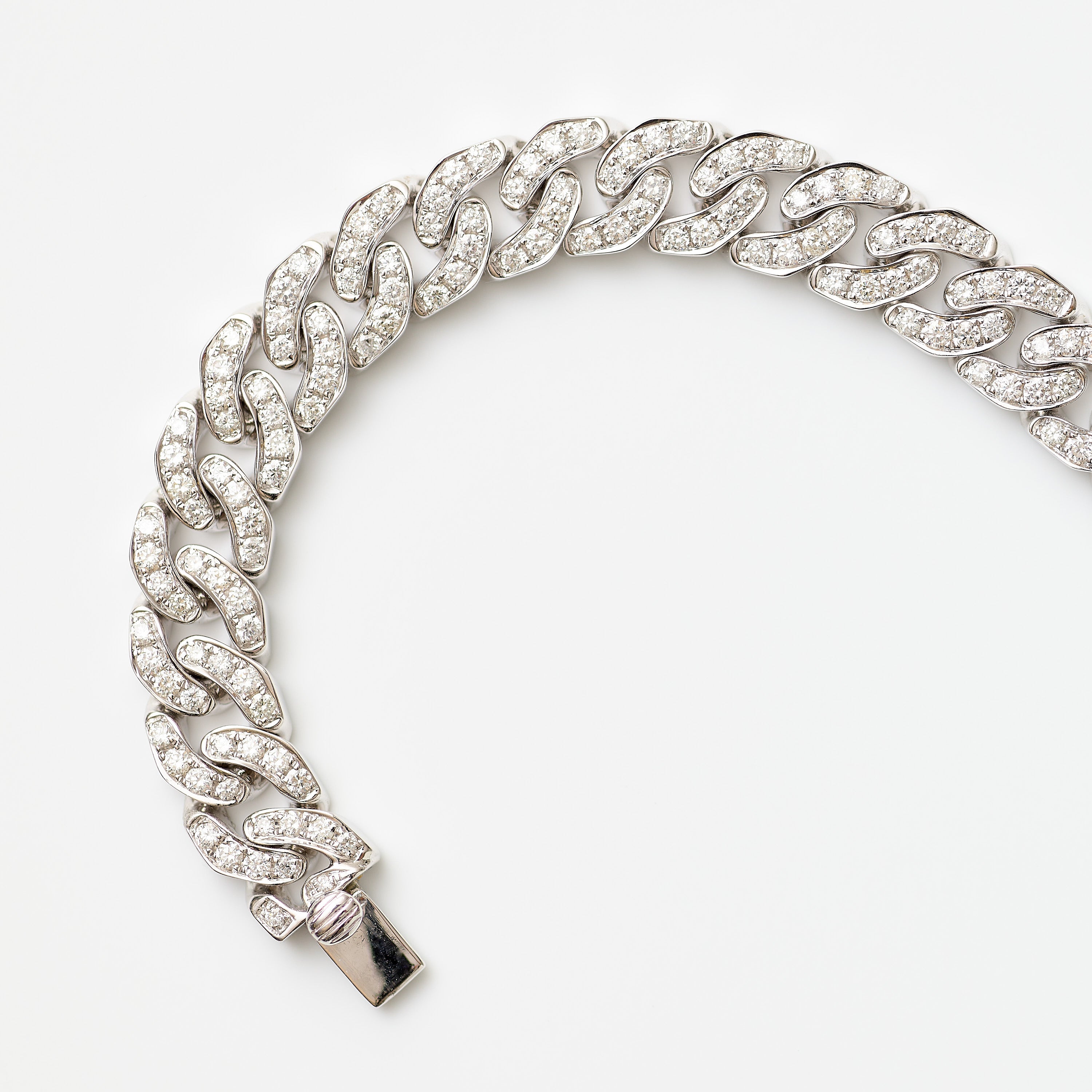 Flat Curb Diamond Link Bracelet