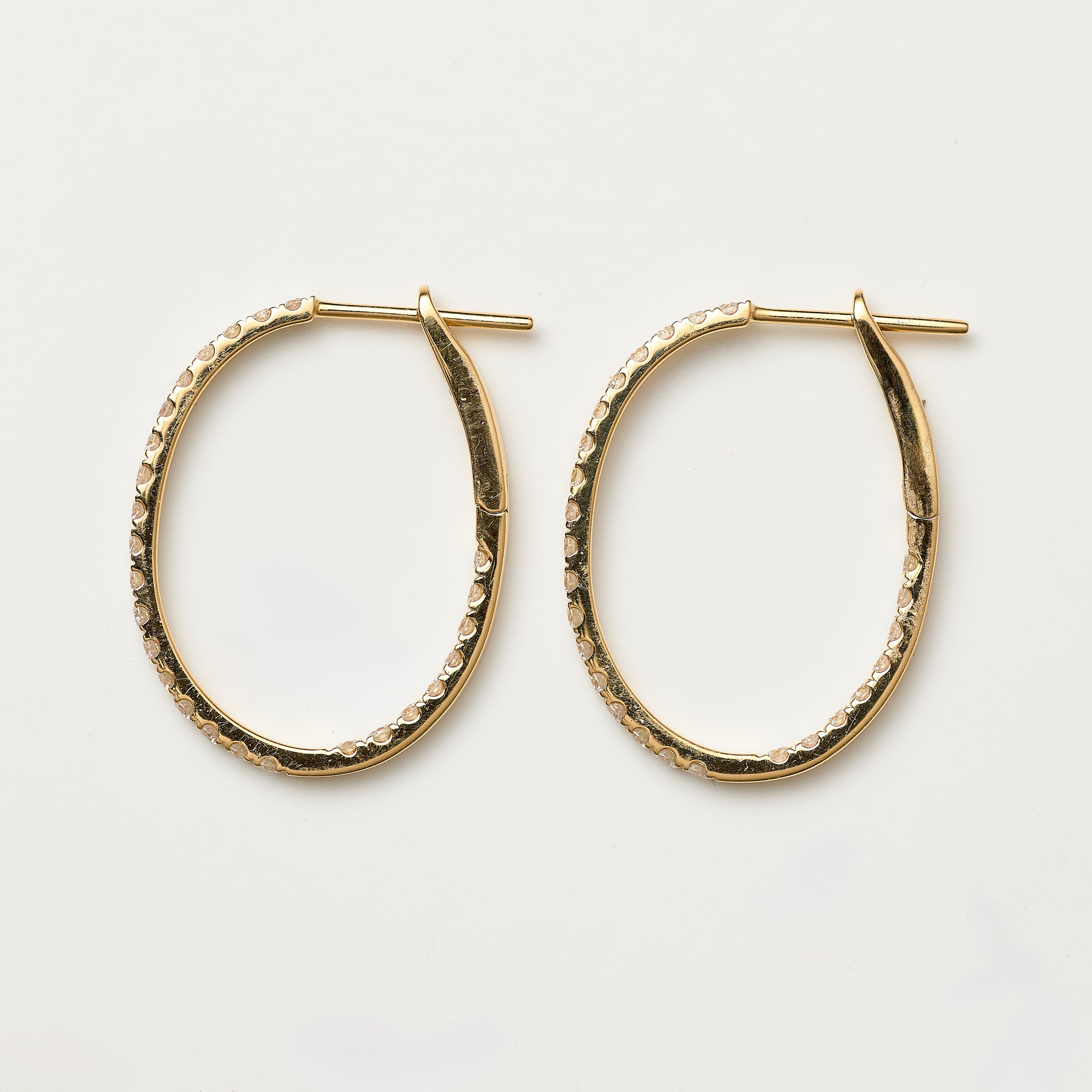 Oval Diamond Hoops