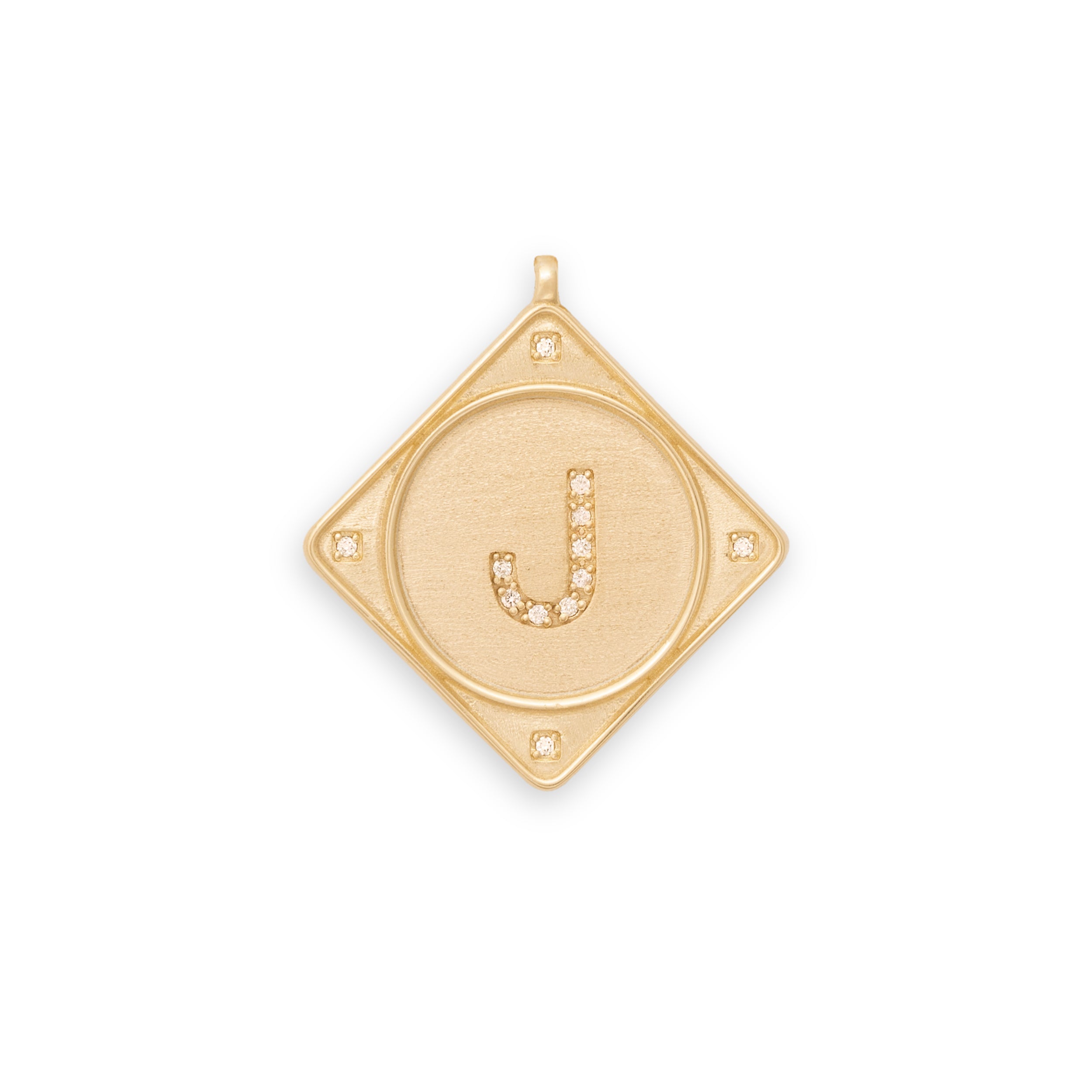 Bruno Yellow Gold and White Diamonds Letter Pendant on Long Chain