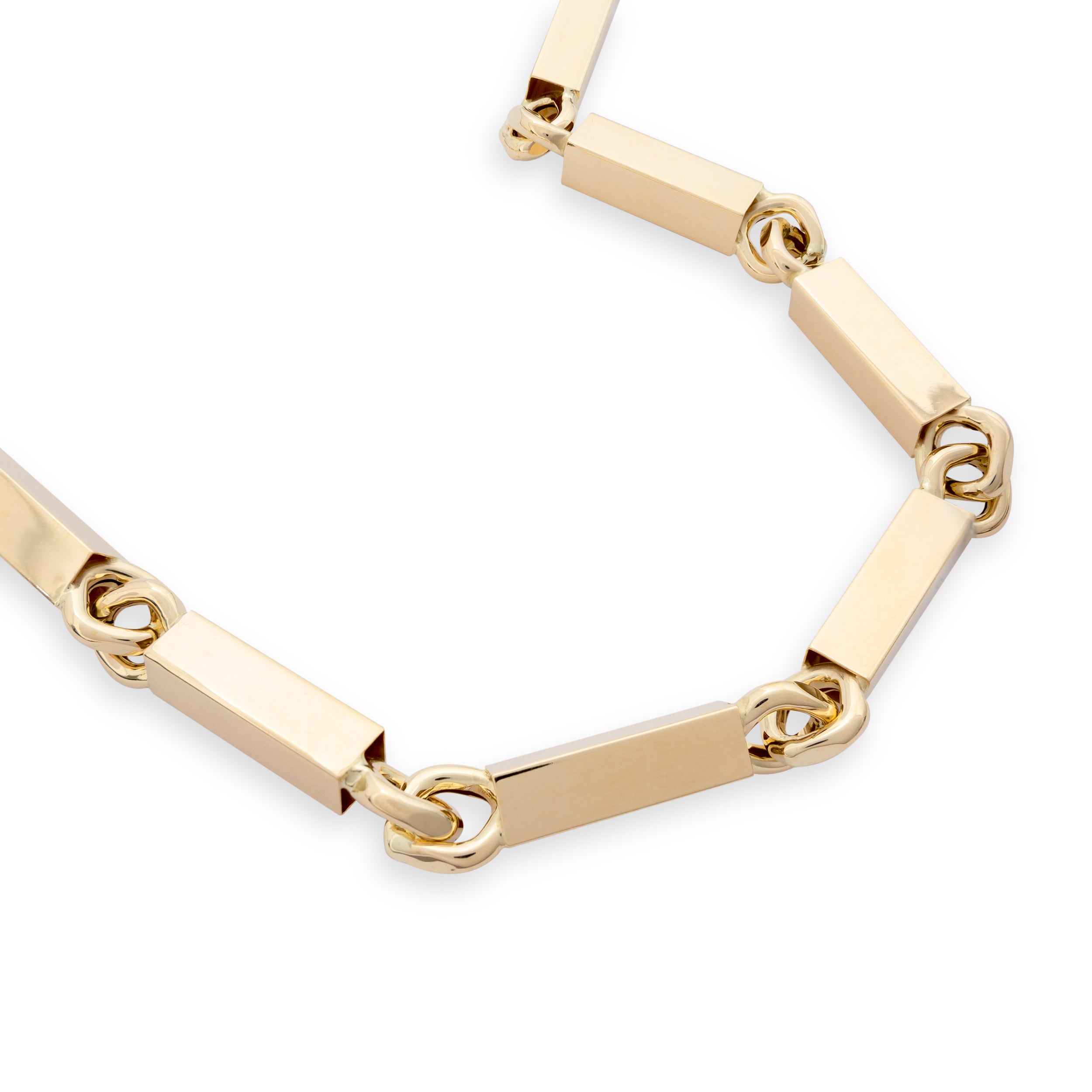 Elliot Yellow Gold Short Chain Necklace with Rectangular Links