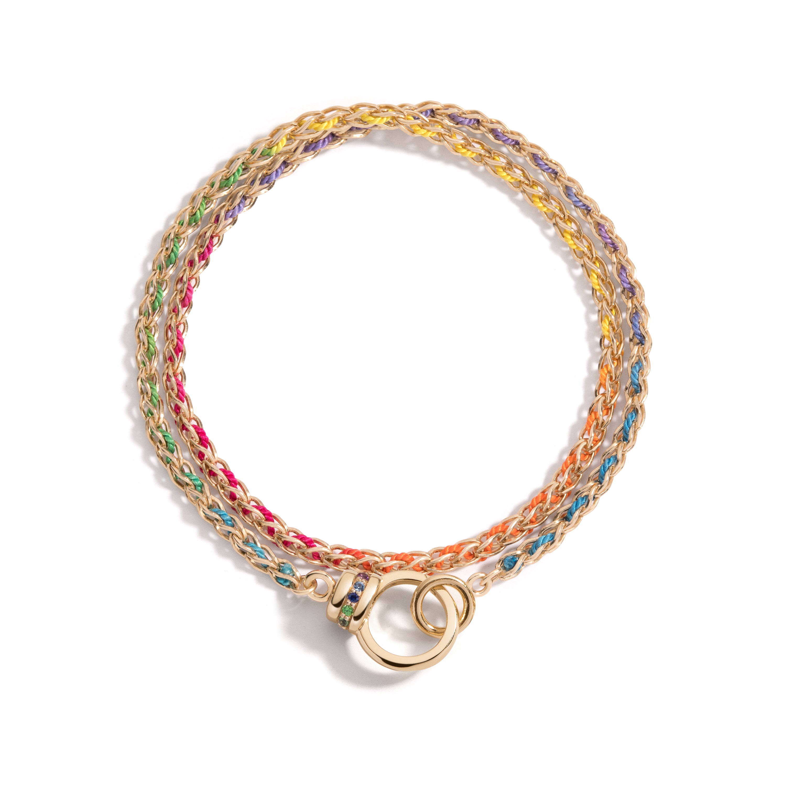 Woven Eightfold Double-Wrap Chain, Rainbow Silk®